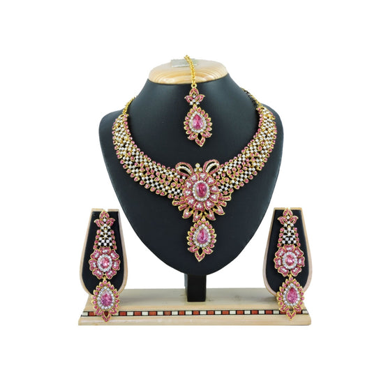 Generic Women's Alloy Necklace set (Pink)