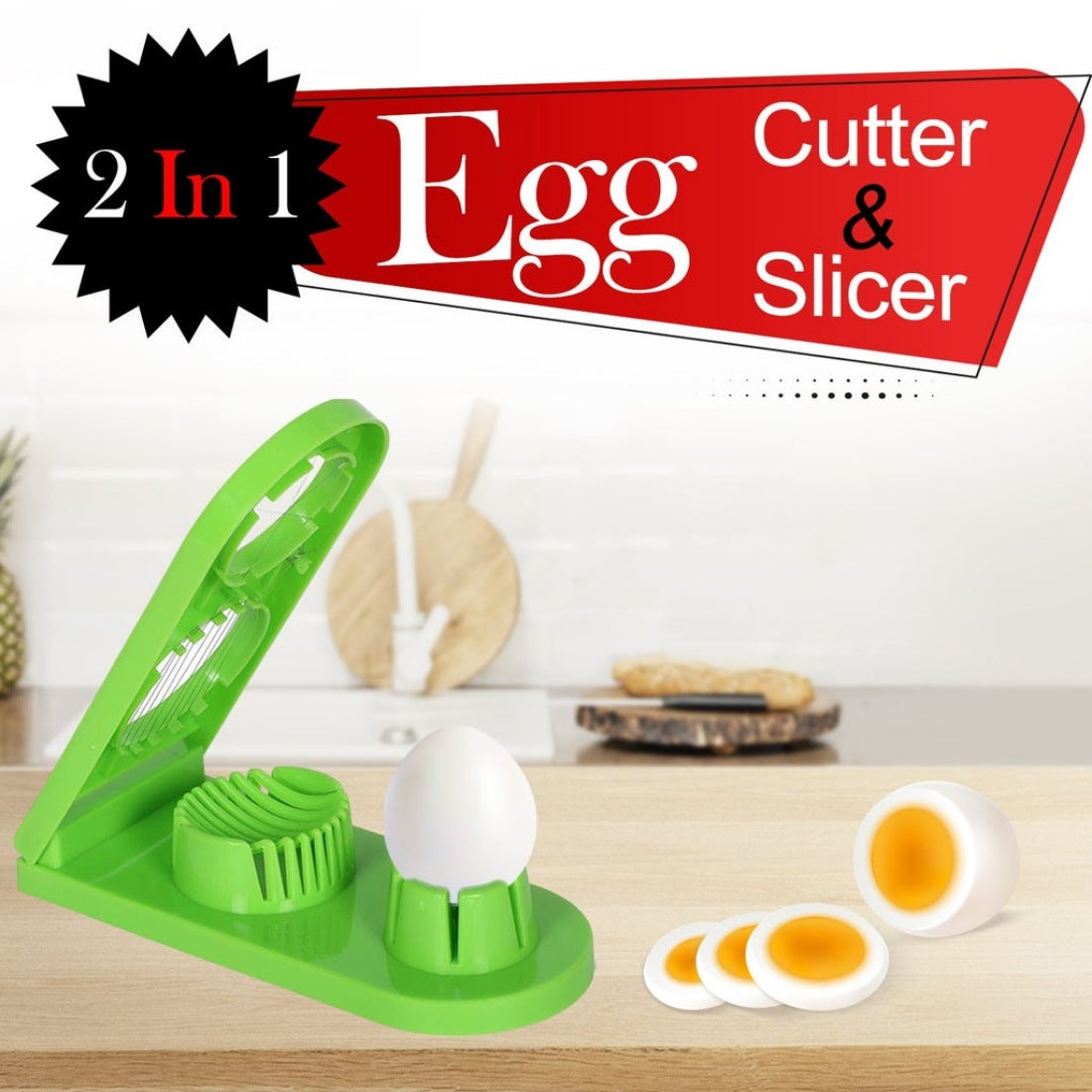 Generic Pack Of_2_2 In 1 Boiled Egg and Mushroom Slicer Cutter Chopper Plastic With Stainless Steel Wired (Color:Assorted)