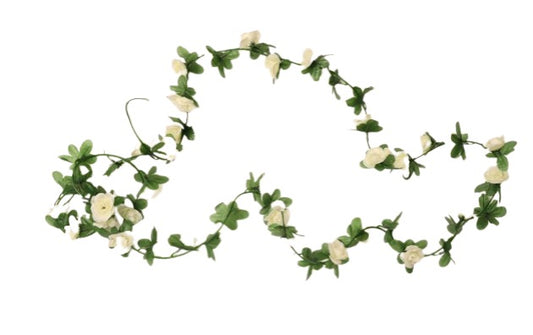 Generic Artificial White Rose Vine Flowers Plants Artificial Flower Creeper Hanging Rose For Home Decoration (Color: White, Material: Silk Polyester)