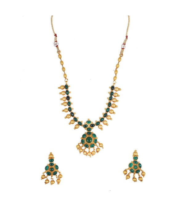 Generic Women's Elegent And Stylish Kampu Necklace Set (Green, Free Size)