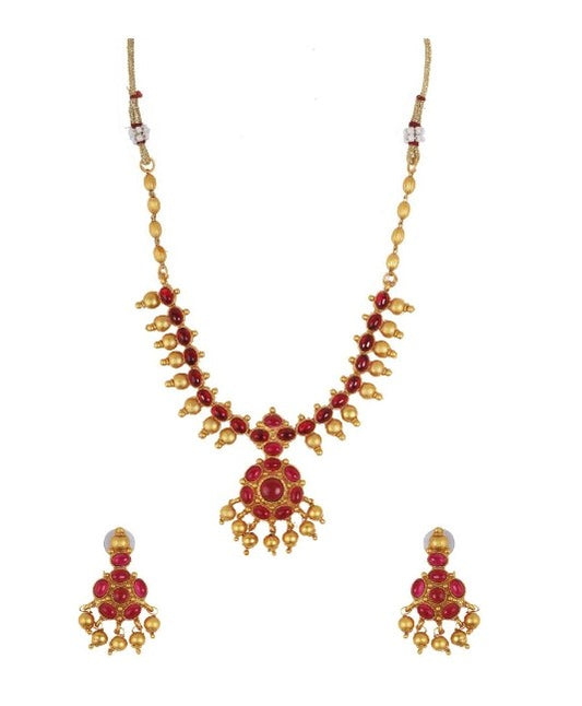 Generic Women's Elegent And Stylish Kampu Necklace Set (Red, Free Size)