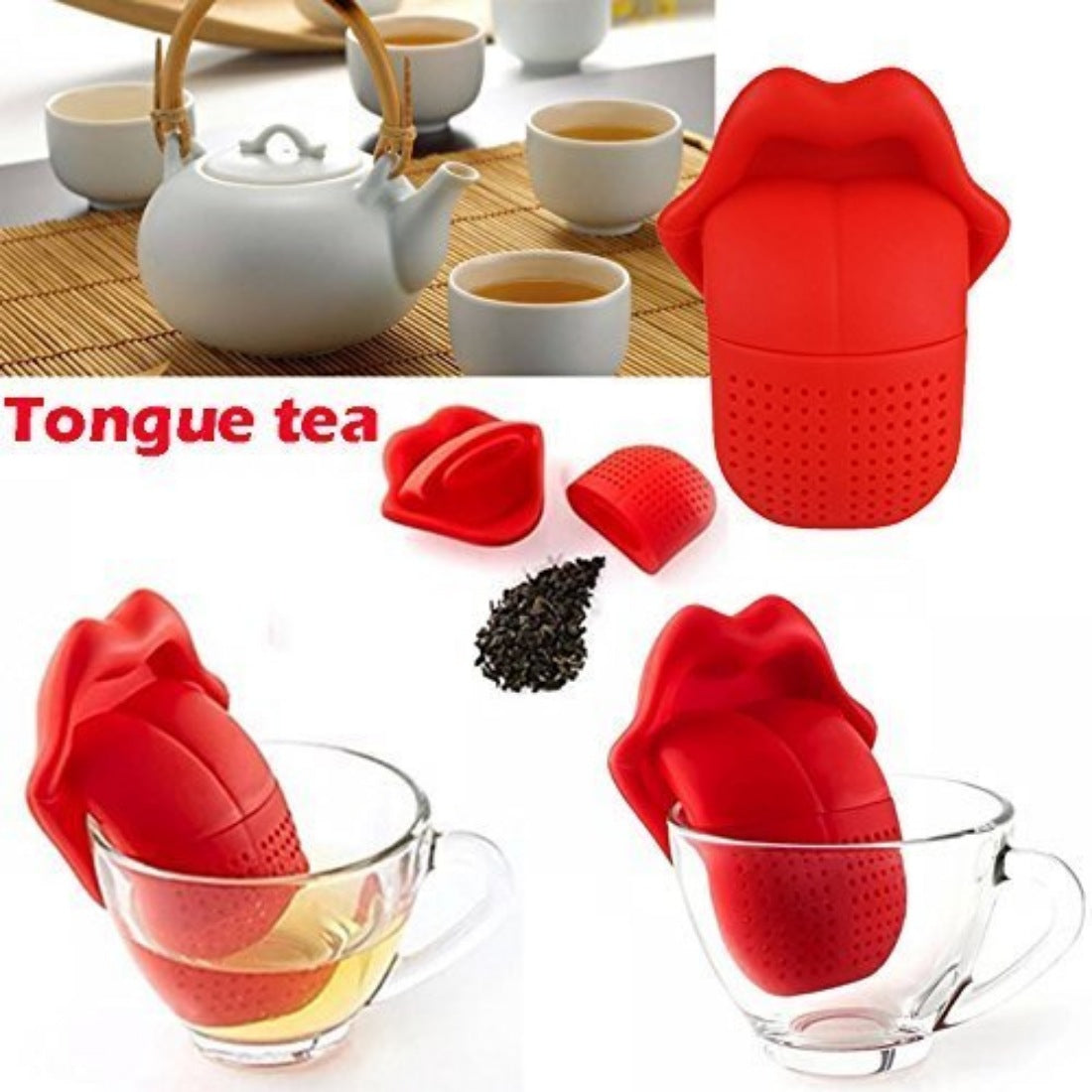 Generic Tongue Shaped Big Lips Tea Maker Food Grade Silicone Tea Strainer (Assorted)
